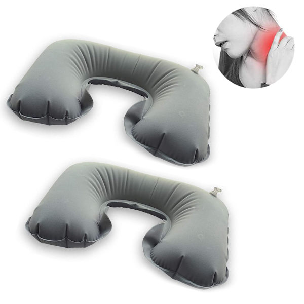 2-pack U-formad bärbar uppblåsbar nackkudde för resor