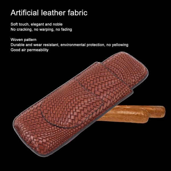 Cigarrfodral, Resevänlig Form Bärbart Lädertextur Cigarrfodral med Praktisk Cutterficka, Elegant Vävd Mönsterdesign för Utomhusbruk