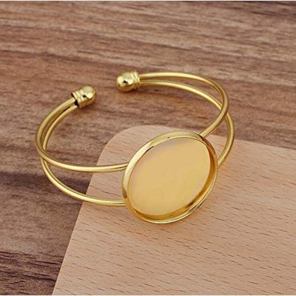 Justerbar Rund Cabochon Infattning Tom, Rostfritt Stål Guldpläterad Armbandsinställning för Anpassade Armband, Perfekt för DIY Smyckestillverkning