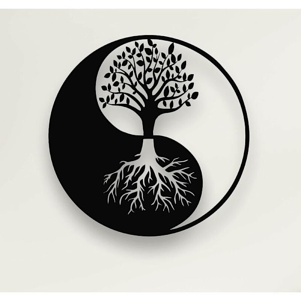 Sammanlänkad Livssymbol, Yin Yang Väggdekor, Metallväggkonst för Inredning, Väggdekorationer, Hållbar Färg, Lätt att Installera, Perfekt Gåva