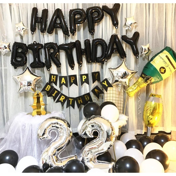 Folieballonger med texten \"Grattis på födelsedagen\" för dekoration och festtillbehör