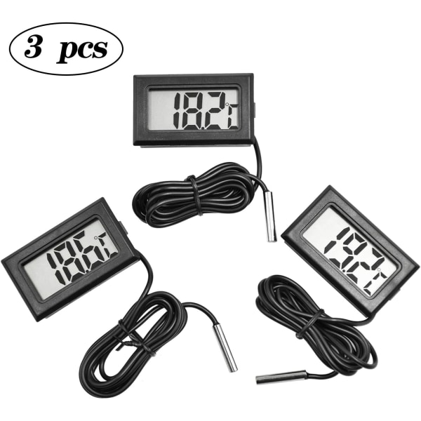 Set med 3 LCD-akvarie-termometrar, digital termometer