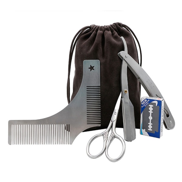 Premium set för skäggvård för män, inklusive skägg, rakkniv och kam