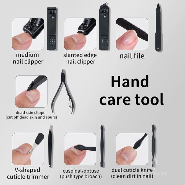 Manicure Pedicure Sæt Negle Grooming Kit - Rustfrit stål