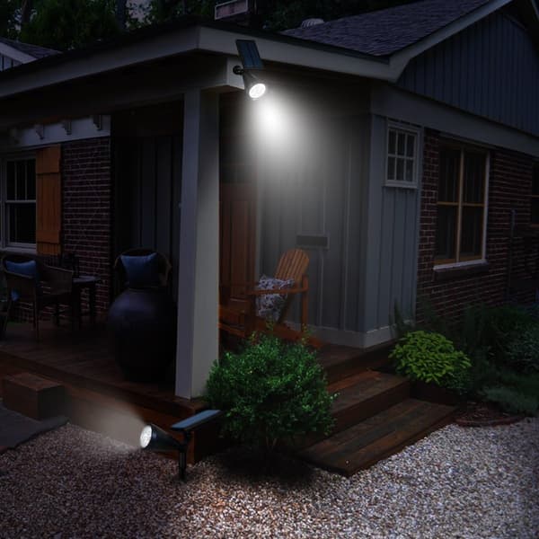 [2-pak] Solar LED-projektører, 4 LED-solcellelamper, vandtæt O