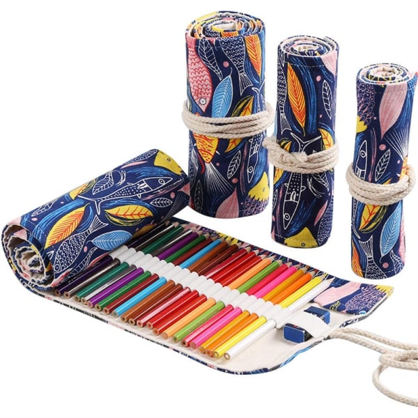 48 fack färgade pennor omslag pennor rulle hållare bärbar
