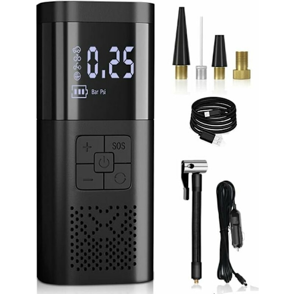 Däckpump med digital display: Portabel luftkompressor, 6000mAh batteri, snabb uppblåsning, automatisk avstängning, mångsidiga lägen