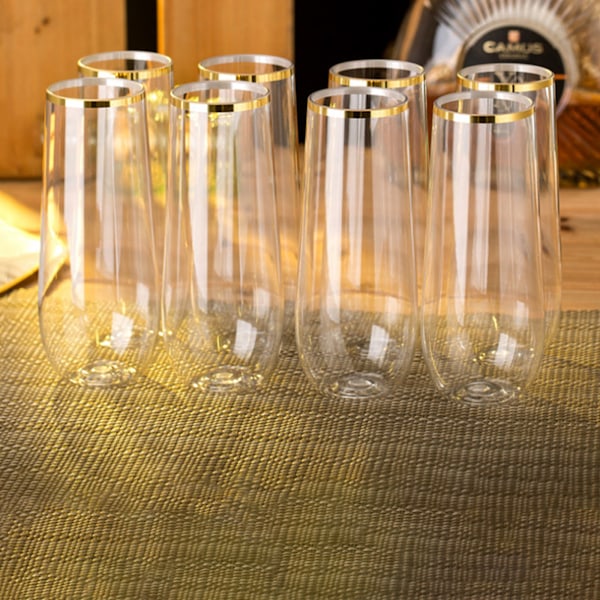 [通拓商品] 24 st Plast Champagneglas 270 ml Klar Plastglas Engångs Bröllopsfest Cocktailglas Dryckesartiklar för Födelsedag Jul
