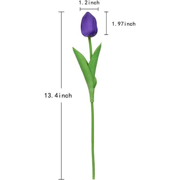 24 Pakke Kunstige Tulipaner Lilla Real Touch Kunstige Blomster