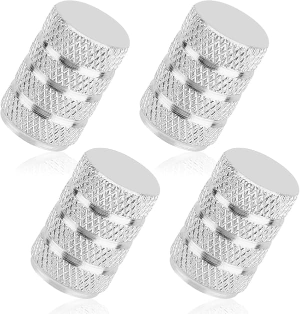 Bildäck Silver Dammskydd, 4-pack Aluminiumlegering Däckventil, Enkel