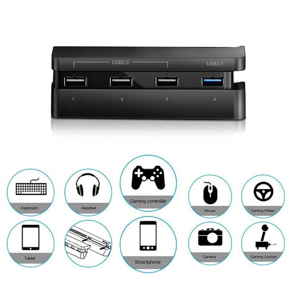 PS4 Gaming Console HUB, 4 USB Port Hub til PS4 Slim