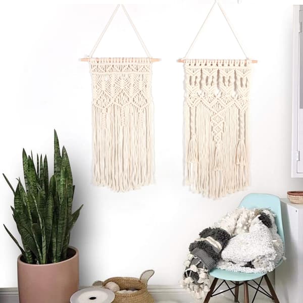 2 st makramé väggbonad Boho Deco Chic vävd gobeläng - Vacker