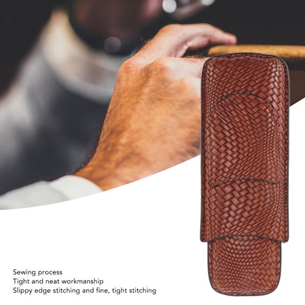 Cigarrfodral, Resevänlig Form Bärbart Lädertextur Cigarrfodral med Praktisk Cutterficka, Elegant Vävd Mönsterdesign för Utomhusbruk