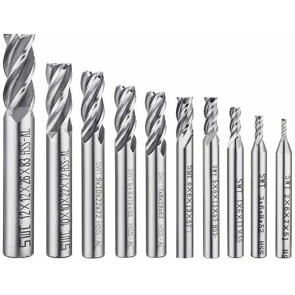 10 stk. 4-spors bor 0,2-1,2 cm CNC HSS lige skaft bor