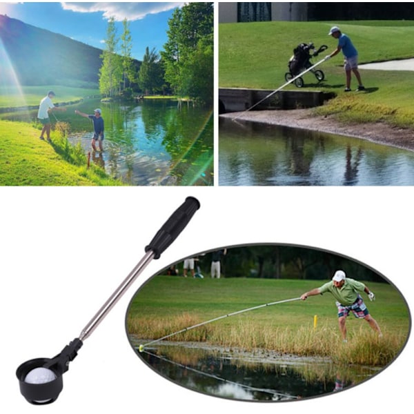 Golfbollplockare, Utdragbar golfbollssamlare i rostfritt stål, Automatiskt låsande grepp för putter, Bekväm och bärbar för golfbanan