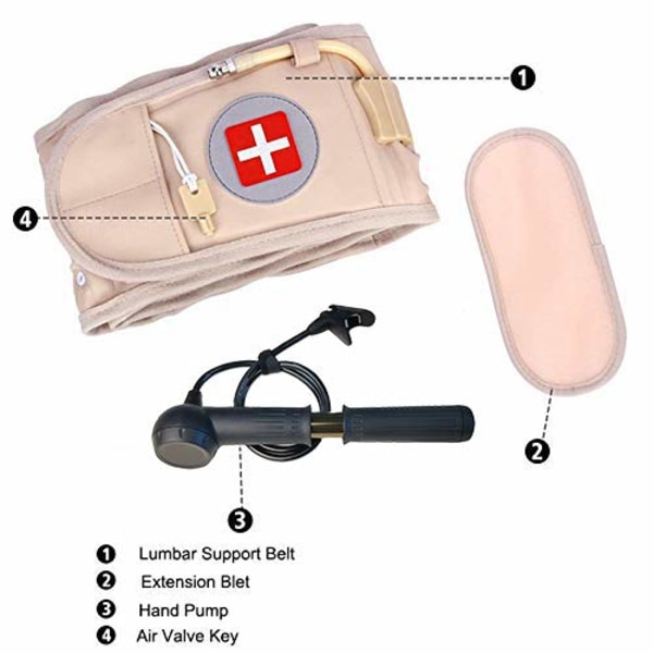 Ergonomiskt Designat Ländryggsstöd, Spinal Luftdraganordning För Lindring av Smärta i Nedre Ryggen, Justerbart Och Uppblåsbart Ryggstöd För 29-49
