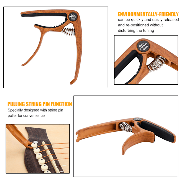 Mångsidig Gitarrkapo, Snabb Förflyttning & Kompatibilitet för Sömlöst Spelande, Högkvalitativt Material Säkerställer Inget Bandrassel, Ergonomiskt Designad för