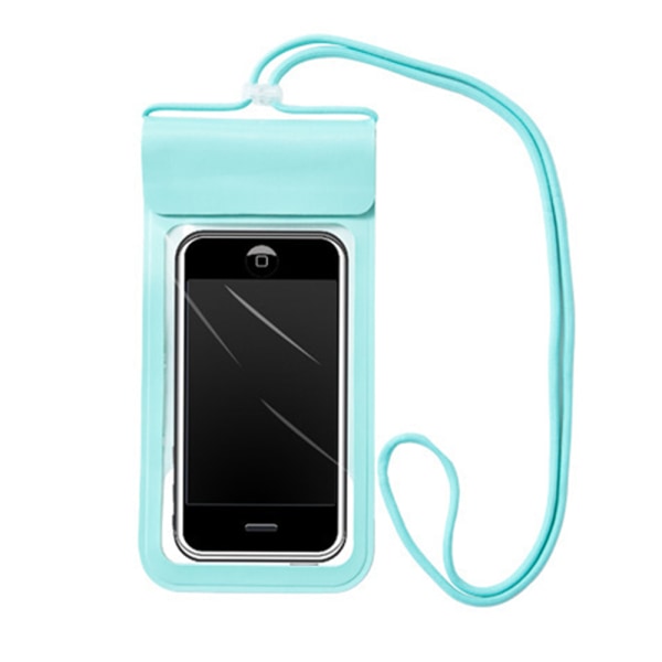 Ulkona läpinäkyvä tarrakiinnitys matkapuhelimen vedenpitävä laukku, sininen