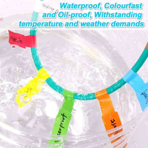 Farverige kabelmærker med markeringspen, 7-pak