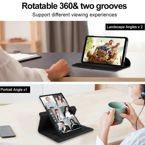 Lychee-texturerat 360° roterande surfplattefodral kompatibelt med Samsung 11-tums Tab A9 Plus Black B model