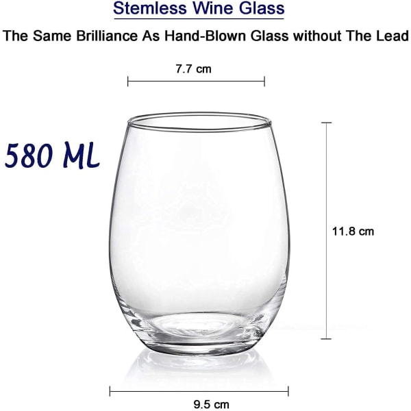 Sett med 4 stilkløse vinglass Sommerglass vinglasssett