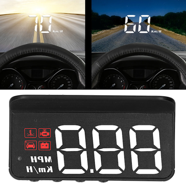 Adaptiv Ljusstyrka Högupplöst Display, Felalarms Head-Up Display För Bilar Med OBD2-gränssnitt, Inkluderar Multifunktionsmätare, Körpåminnelse