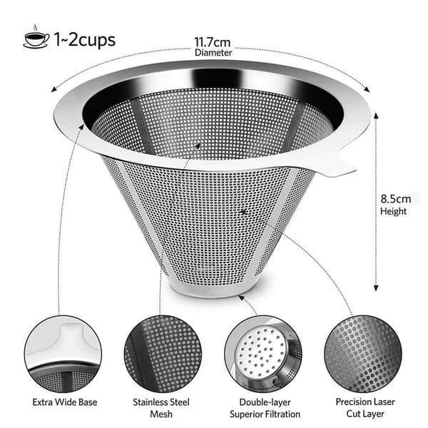 Gjenbrukbart kaffefilter i rustfritt stål - Enkel kopp kaffemaskin