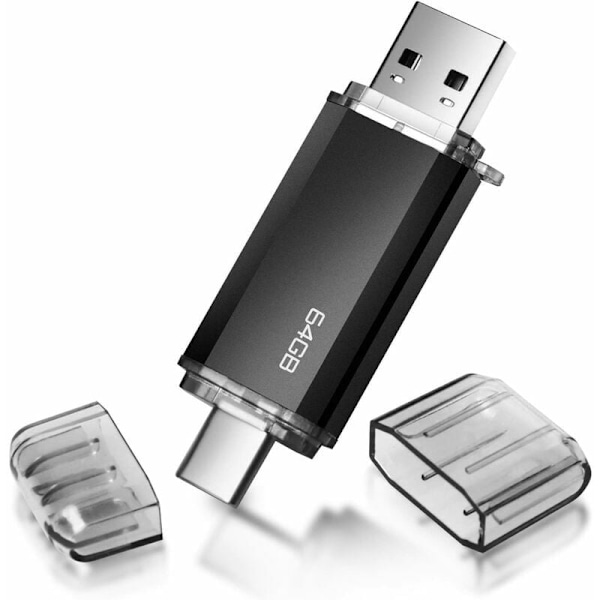 2-i-1 USB-minne med Type C- och USB A-portar, bärbar lagringsenhet med snabb dataöverföring och OTG-funktion för Windows, Mac OS, Smartphones