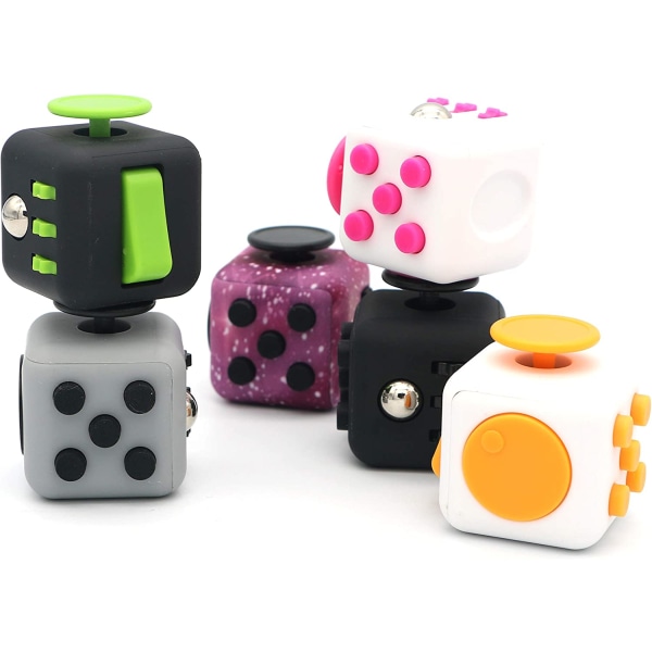 Fidget Cube Stress Angst Trykkavlastende leketøy, grå og svart