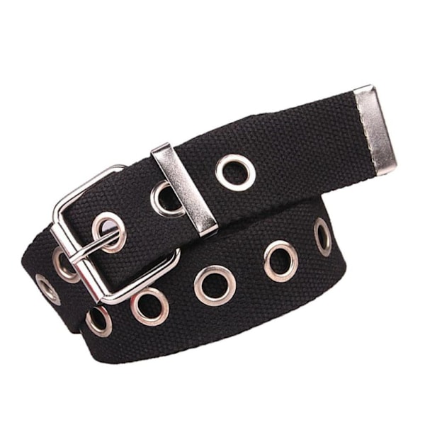 Högkvalitativt nylonbälte med massivt metallspänne och öljetter - Hållbart, tjockt och mångsidigt för vardagsbruk, punk eller scenframträdanden (126,5 cm)
