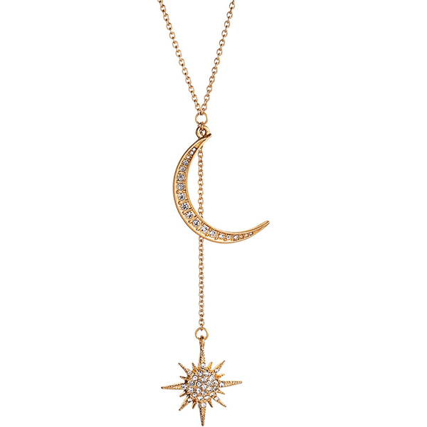 Fashion Bohemia Crystal Crescent Moon&Star Halskæder kvast