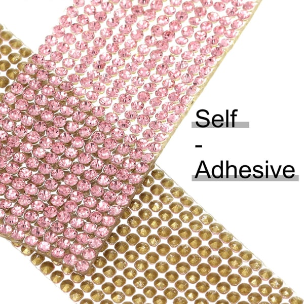 Selvklebende Rhinestone Strips Bling Crystal, Rose Gold