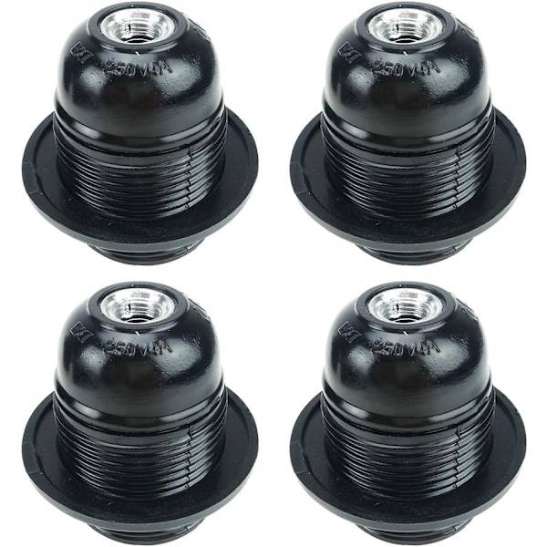 4 Stk. Sort E27 Skrue, E27 Pæreholder, E27 Fatning, E27 Sokkel