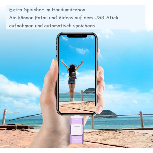 One-Click Backup Flash Drive, Universell Kompatibilitet 128GB Höghastighetsöverföringsenhet för iOS, Android, PC, Utrustad med AI-teknik,