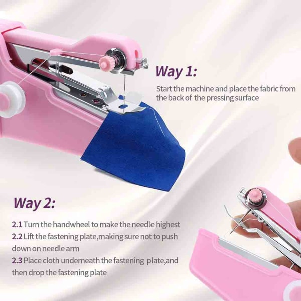 Håndholdt symaskine, ledningsfri elektrisk, pink