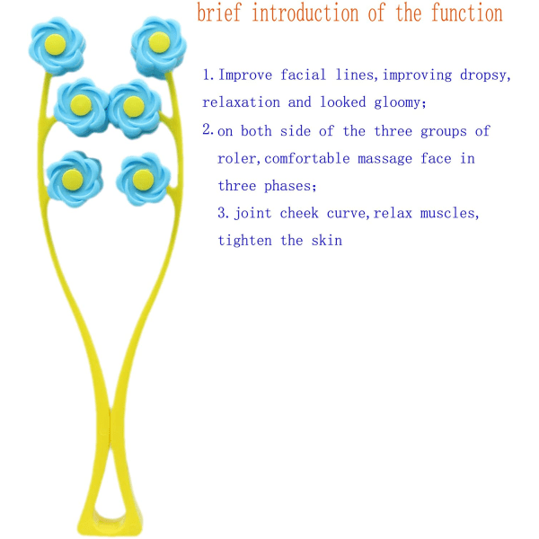 Ansiktsmassasjer, massasjerulle for V-formet ansikt, strammer opp og gir fasthet, blå