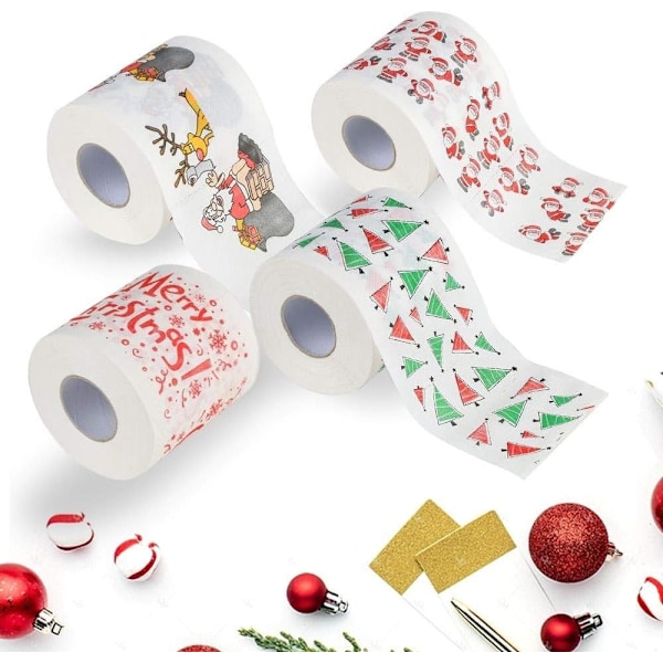 Festlig pappershandduk för bord, unik kreativ design med jultryck toalettpapper, mjukt engångspapper, perfekt för julklappar, ger