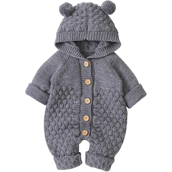 Newborn Baby Ear Hooded Knitted Warmer Winter Romper Bodysuit