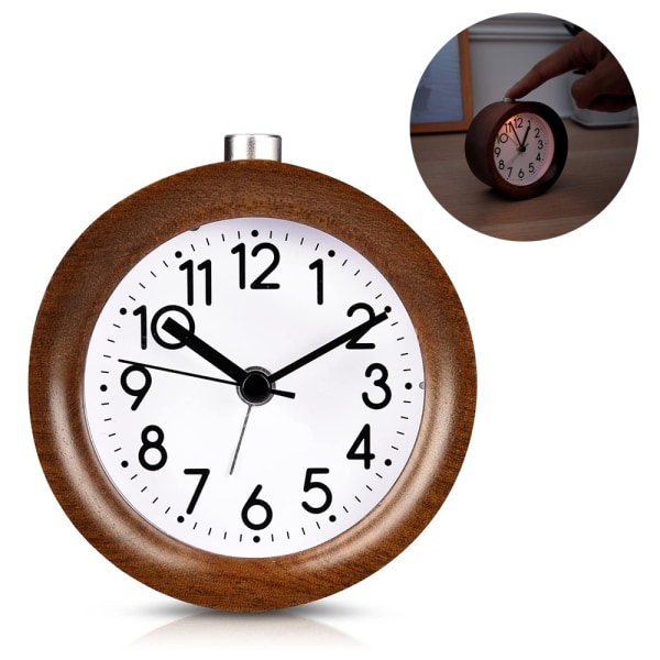 Analog träväckarklocka med snooze - Retro klocka, brun