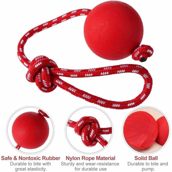Hundleksak Boll, 1 st Elastisk Hundleksak Boll med Rep, Naturlig Gummi