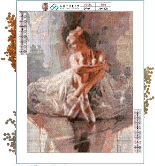 Diamantmaling Komplet Sæt - Balletdanserinde hviler - 30x40 cm