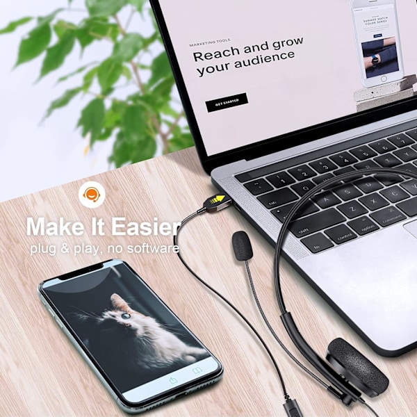 Plug and Play-headset, kristallklara samtal med brusreducerande mikrofon, lätt design och justerbart huvudband ger oöverträffad komfort