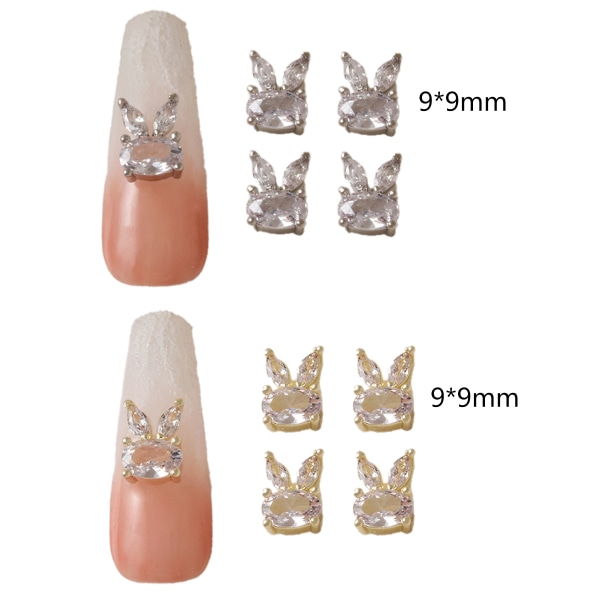 8 kpl 3D Rabbit Nail Charms strassit Timantit Glitter Nail Art