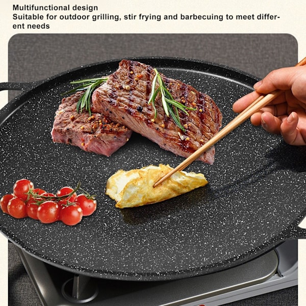 Koreansk Grillpanna Rund Non-Stick Beläggning Aluminiumlegering Högtemperaturbeständig Elektrisk Koreansk Grillpanna