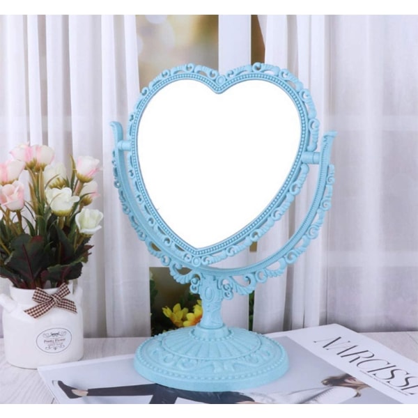 1 Pack Simple And Lovely Heart-Shaped Cosmetic Mirror,Blue