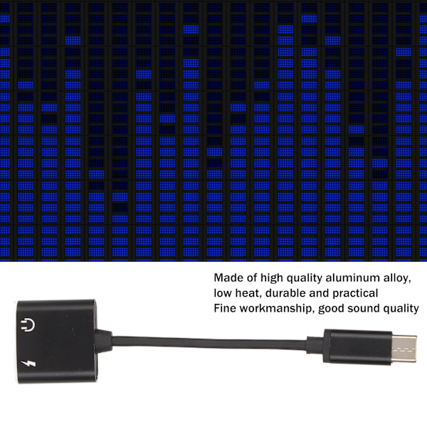 Bärbar USB Typ C till 3,5 mm Ljud Hörlurs Aux Splitter, Designad för Avslappnad och Effektiv Lyssning, Inbyggt DAC-chip Säkerställer Hög Kvalitet