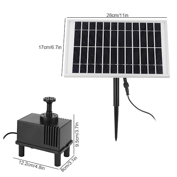 10V/5W Solardrevet Vandpumpe Sæt Solpanel med Pumpe til Springvand Damfiltrering Havedekoration