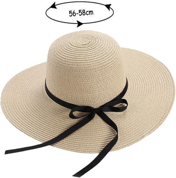 Solhattar Sommarhatt för kvinnor, stor hatt, bred brätte, strå, vikbar