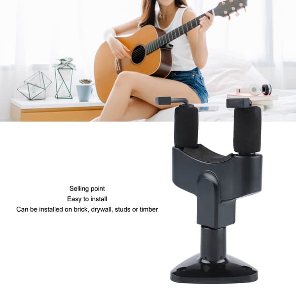 Gitarrställ med U-format fäste, väggmonterad hängare för elgitarr akustisk gitarr bas ukulele mandolin, gitarr väggfäste för