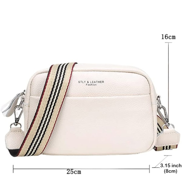 Crossbody-väska för kvinnor - Läder med bred rem handväska